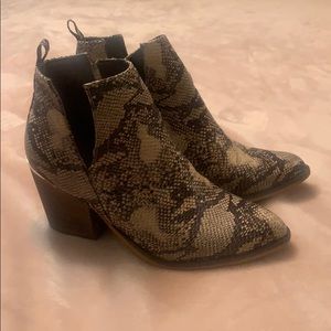 Sophisticate brand, snakeskin booties size 7